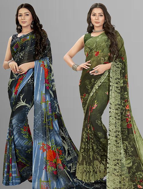 women pack of 2 casual wear sarees - 21435896 - Very Small Image - 1