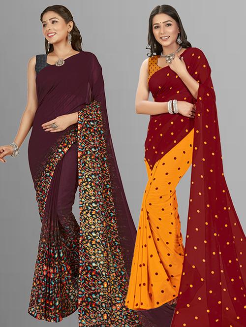 pack of 2 printed casual wear sarees - 21435903 - Very Small Image - 1