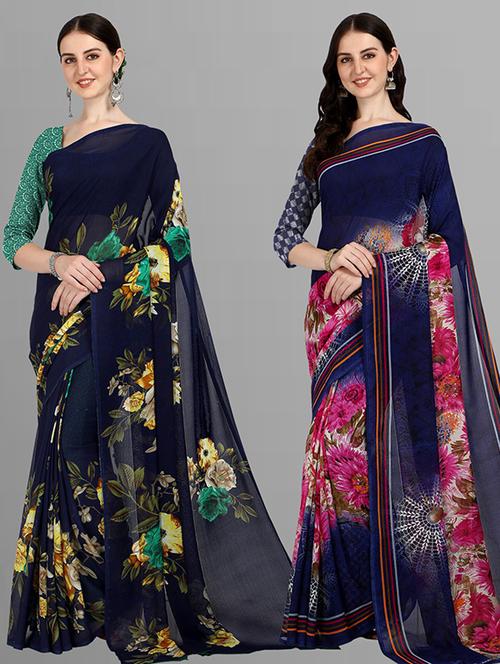 women pack of 2 casual wear sarees - 21435905 - Very Small Image - 1