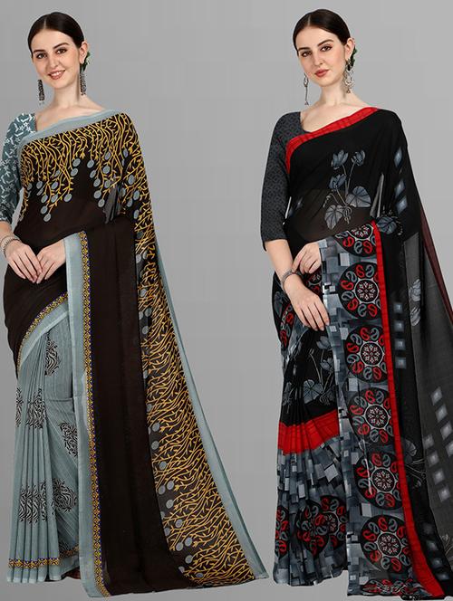 pack of 2 printed casual wear sarees - 21435921 - Very Small Image - 1