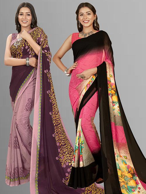 pack of 2 casual wear combo sarees - 21435923 - Very Small Image - 1