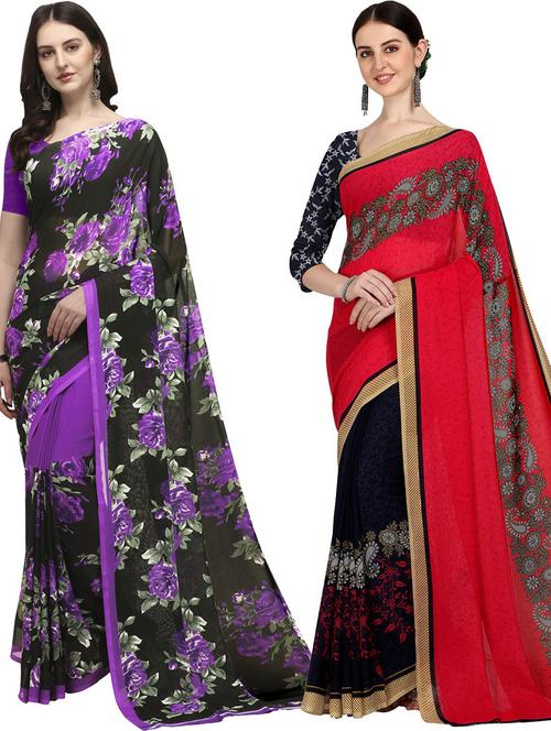women pack of 2 casual wear sarees - 21435924 - Very Small Image - 1