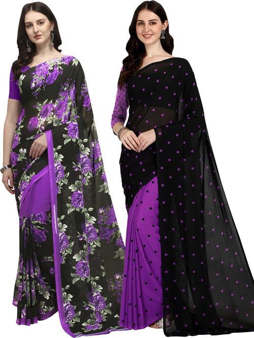 women pack of 2 casual wear sarees - 21435930 - Very Small Image - 1