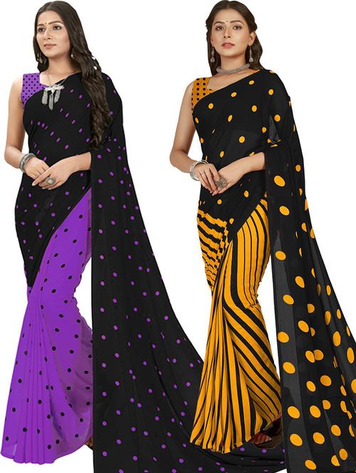 women pack of 2 casual wear sarees with blouse - 21435931 - Very Small Image - 1