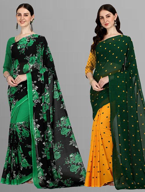 women pack of 2 printed casual sarees - 21435941 - Very Small Image - 1