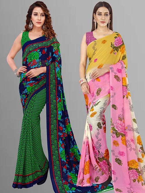 pack of 2 printed sarees - 21435950 - Very Small Image - 1