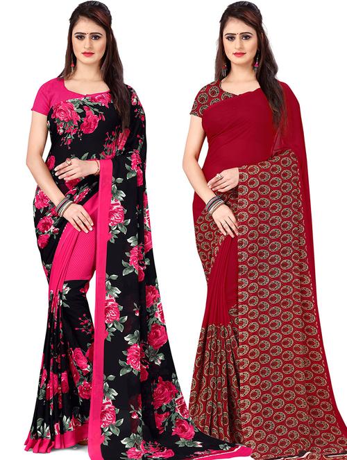 pack of 2 casual wear combo sarees with blouse - 21436265 - Very Small Image - 1