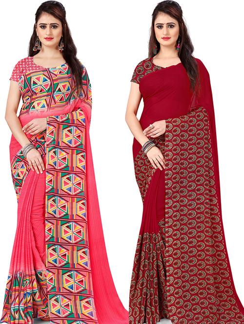 pack of 2 printed sarees - 21436270 - Very Small Image - 1