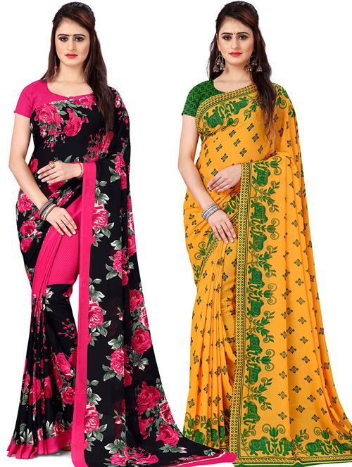 women pack of 2 casual wear sarees with blouse - 21436273 - Very Small Image - 1