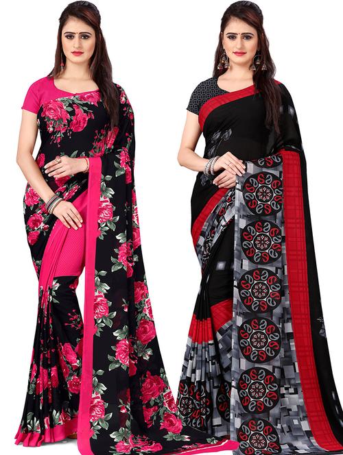 pack of 2 printed casual wear saree with blouse - 21436277 - Very Small Image - 1
