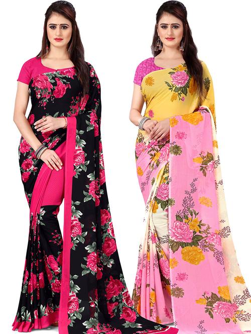 women pack of 2 casual wear sarees with blouse - 21436293 - Very Small Image - 1
