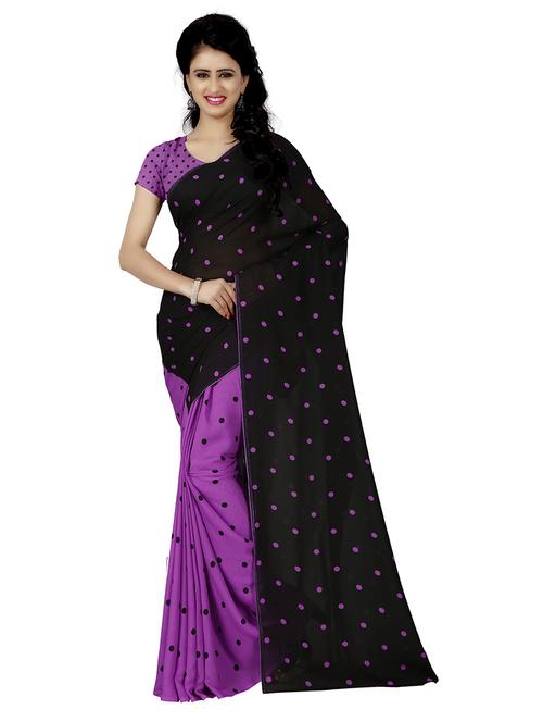 women purple & black printed saree - 21436321 - Very Small Image - 1