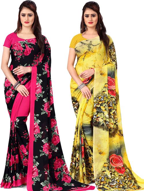 pack of 2 printed sarees - 21436337 - Very Small Image - 1