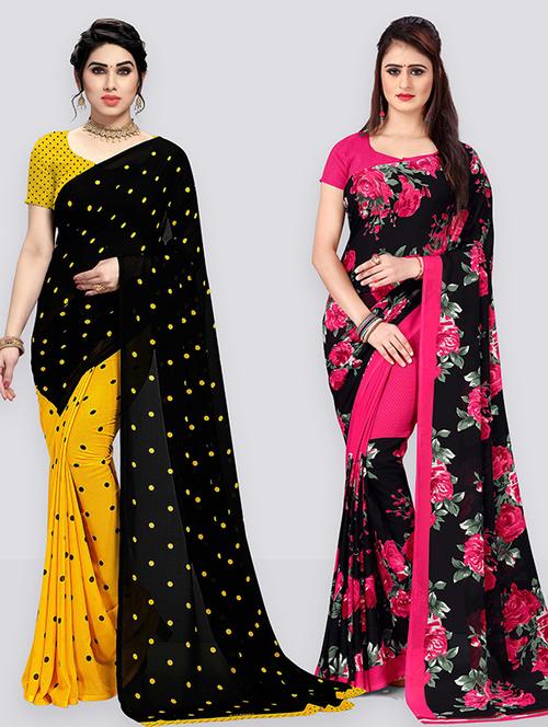 pack of 2 printed casual wear sarees - 21436383 - Very Small Image - 1