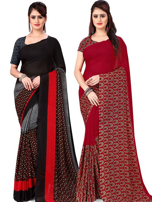 pack of 2 printed casual wear sarees - 21436395 - Very Small Image - 1