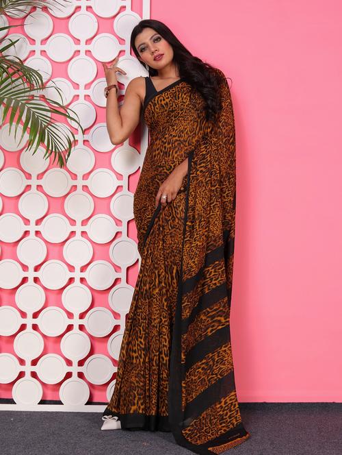 women animal printed saree with blouse - 21436413 - Very Small Image - 1