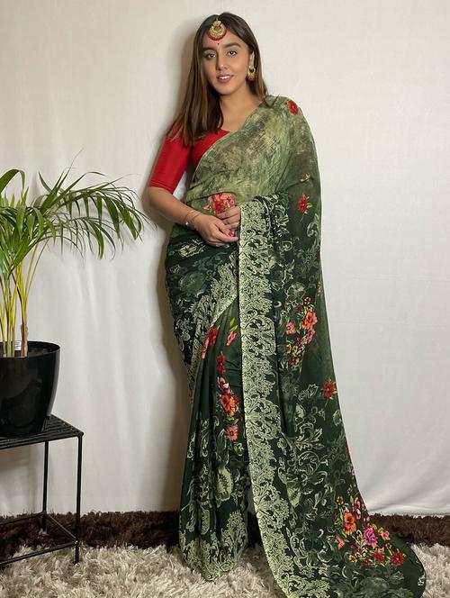 women casual wear georgette saree with blouse - 21436473 - Very Small Image - 1