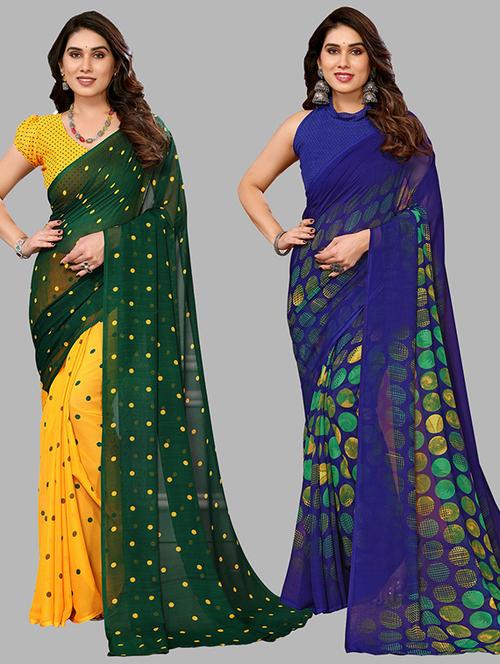 pack of 2 printed casual wear sarees - 21439626 - Very Small Image - 1