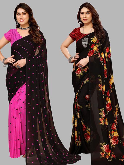 women pack of 2 casual wear sarees with blouse - 21439629 - Very Small Image - 1