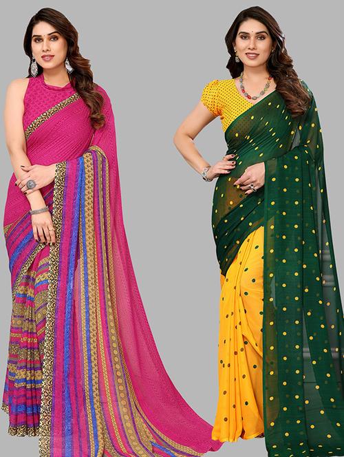 pack of 2 printed casual wear sarees - 21439637 - Very Small Image - 1