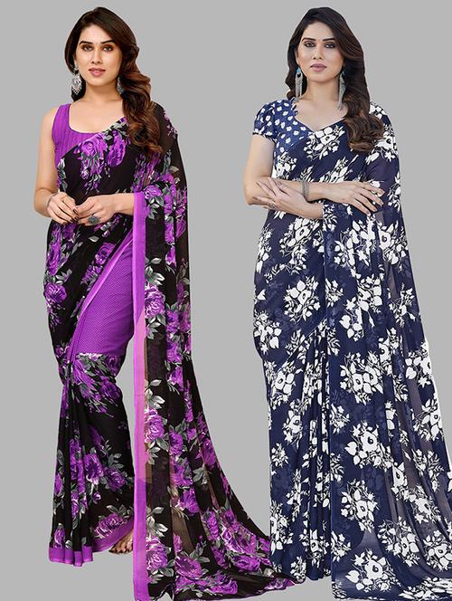 women pack of 2 casual wear sarees - 21439639 - Very Small Image - 1