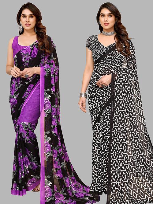 pack of 2 casual wear combo sarees with blouse - 21439641 - Very Small Image - 1