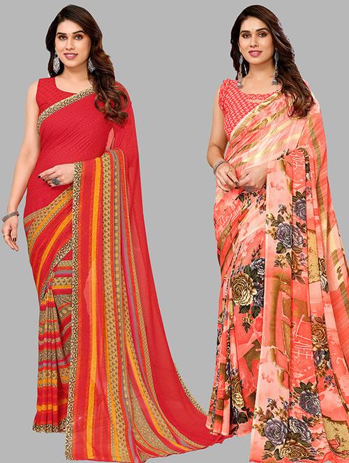 women pack of 2 casual wear sarees - 21439642 - Very Small Image - 1