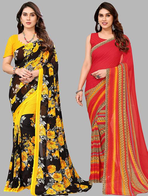 pack of 2 casual wear combo sarees - 21439644 - Very Small Image - 1