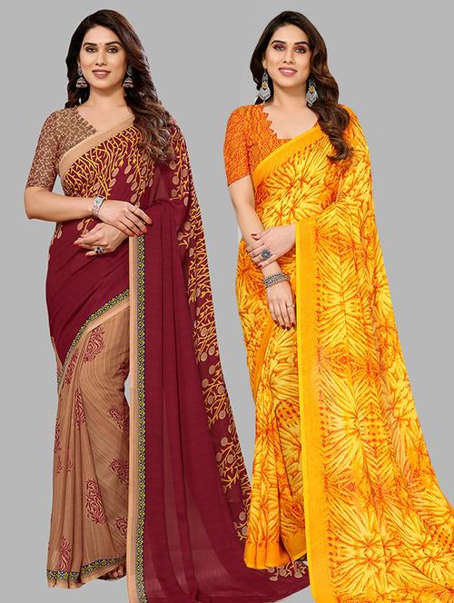 pack of 2 casual wear combo sarees - 21439645 - Very Small Image - 1