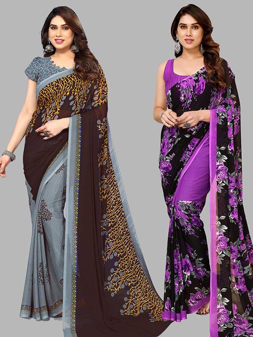 women pack of 2 casual wear sarees - 21439652 - Very Small Image - 1