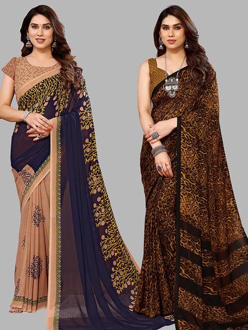 women pack of 2 casual wear sarees with blouse - 21439653 - Very Small Image - 1