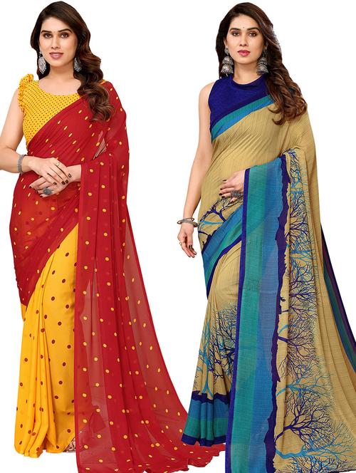 pack of 2 printed sarees - 21439662 - Very Small Image - 1