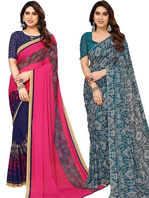 pack of 2 casual wear combo sarees - 21439666 - Very Small Image - 1