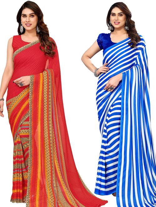 pack of 2 printed casual wear sarees - 21439671 - Very Small Image - 1