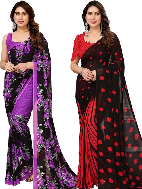 pack of 2 casual wear combo sarees - 21439674 - Very Small Image - 1