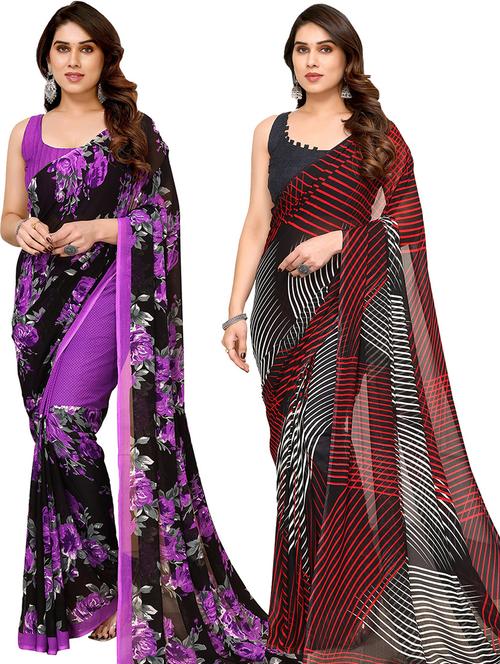 pack of 2 casual wear combo sarees - 21439675 - Very Small Image - 1