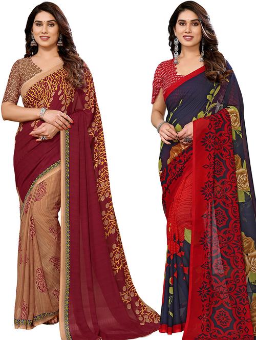pack of 2 casual wear combo sarees - 21439682 - Very Small Image - 1