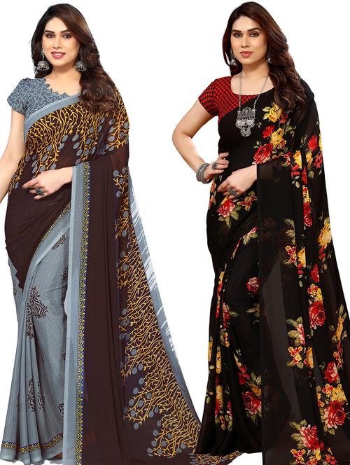 pack of 2 printed casual wear sarees - 21439685 - Very Small Image - 1