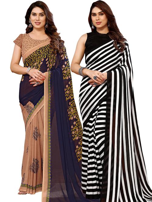 women pack of 2 casual wear sarees with blouse - 21439686 - Very Small Image - 1
