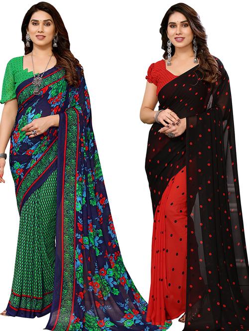women pack of 2 casual wear sarees - 21439688 - Very Small Image - 1