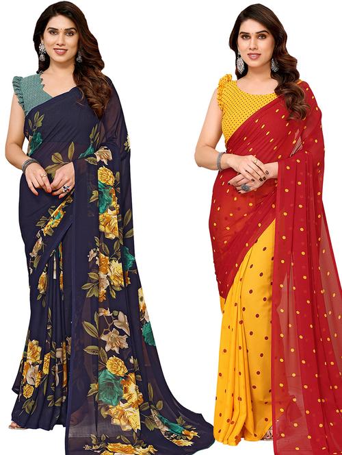 pack of 2 printed sarees - 21439691 - Very Small Image - 1