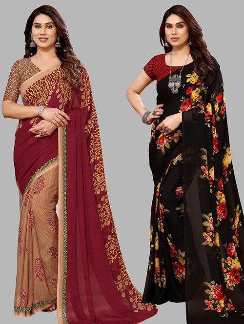 pack of 2 printed sarees - 21439694 - Very Small Image - 1