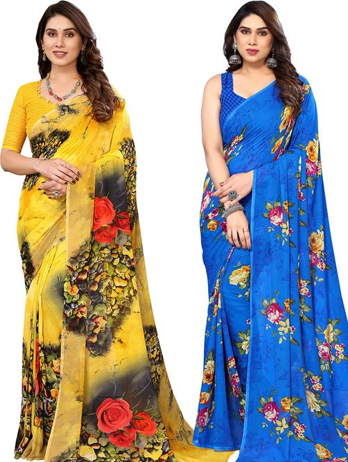 women pack of 2 casual wear sarees - 21439695 - Very Small Image - 1