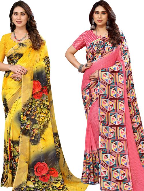 women pack of 2 casual wear sarees - 21439696 - Very Small Image - 1