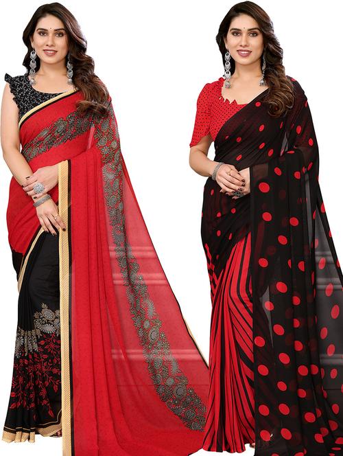 women pack of 2 casual wear sarees with blouse - 21439706 - Very Small Image - 1