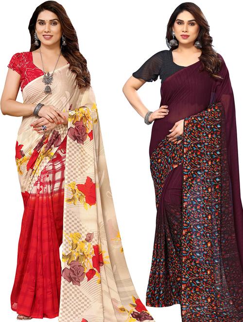 women pack of 2 casual wear sarees - 21439724 - Very Small Image - 1
