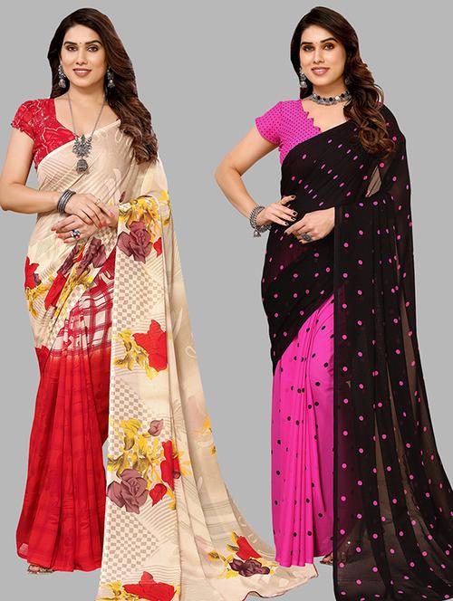 women pack of 2 casual wear sarees - 21439725 - Very Small Image - 1