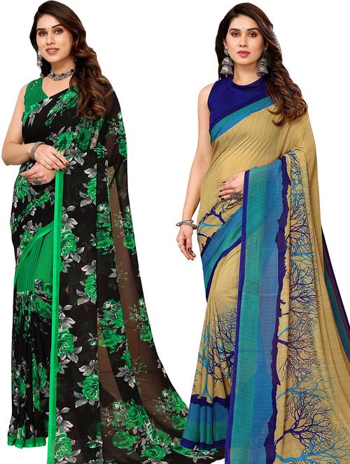 pack of 2 casual wear combo sarees with blouse - 21439726 - Very Small Image - 1