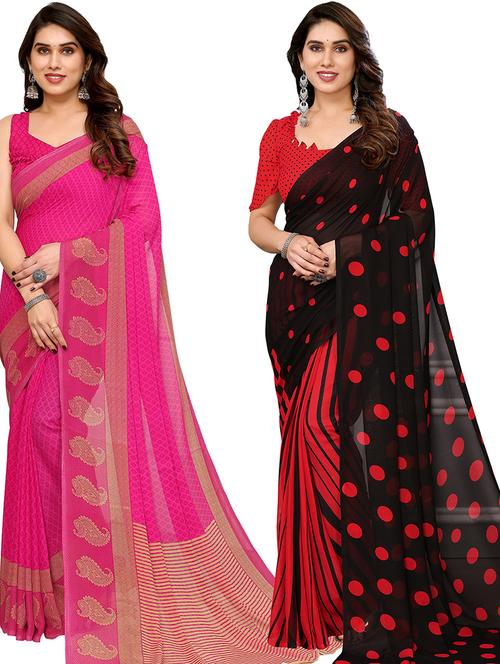 pack of 2 printed casual wear sarees - 21439727 - Very Small Image - 1