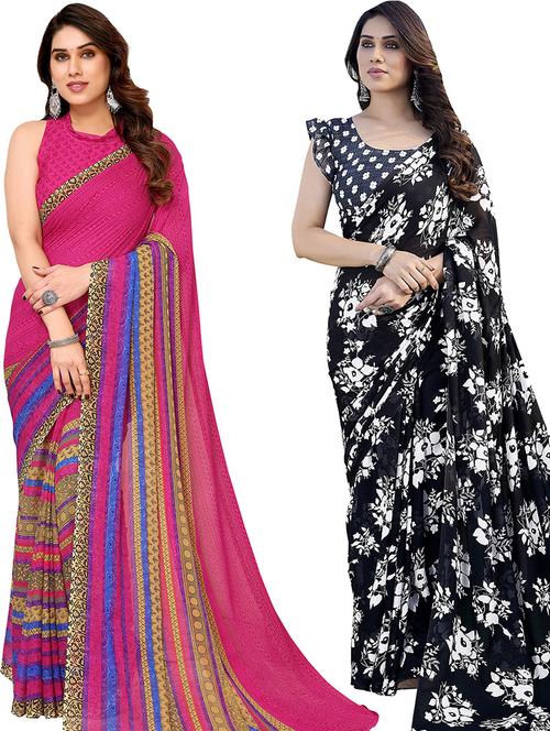 pack of 2 casual wear combo sarees with blouse - 21439739 - Very Small Image - 1